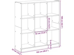 vidaXL Bücherregal Betongrau 102x32x108 cm Holzwerkstoff