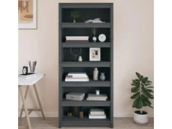 vidaXL Bücherregal Grau 80x35x183 cm Massivholz Kiefer