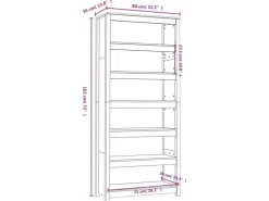 vidaXL Bücherregal Grau 80x35x183 cm Massivholz Kiefer