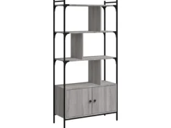 vidaXL Bücherregal mit Türen Grau Sonoma 76,5x30x154,5cm Holzwerkstoff