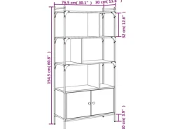 vidaXL Bücherregal mit Türen Grau Sonoma 76,5x30x154,5cm Holzwerkstoff