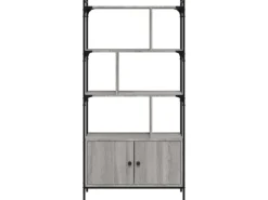 vidaXL Bücherregal mit Türen Grau Sonoma 76,5x30x154,5cm Holzwerkstoff