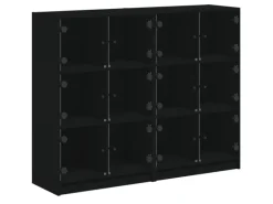 vidaXL Bücherregal mit Türen Schwarz 136x37x109 cm Holzwerkstoff