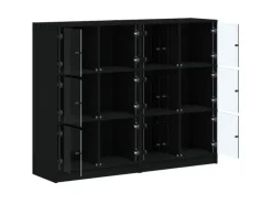 vidaXL Bücherregal mit Türen Schwarz 136x37x109 cm Holzwerkstoff