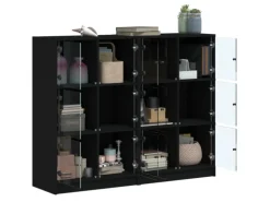 vidaXL Bücherregal mit Türen Schwarz 136x37x109 cm Holzwerkstoff