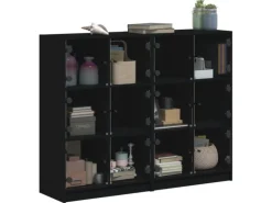 vidaXL Bücherregal mit Türen Schwarz 136x37x109 cm Holzwerkstoff
