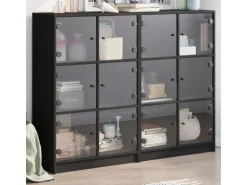 vidaXL Bücherregal mit Türen Schwarz 136x37x109 cm Holzwerkstoff