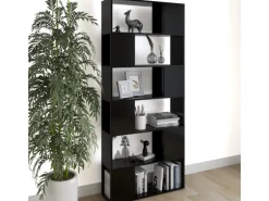 vidaXL Bücherregal Raumteiler Schwarz 80x24x186 cm Holzwerkstoff
