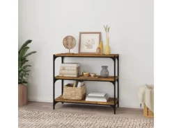 vidaXL Bücherregal Räuchereiche 80x33x70,5 cm Holzwerkstoff und Stahl