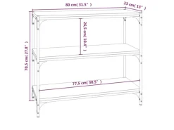 vidaXL Bücherregal Räuchereiche 80x33x70,5 cm Holzwerkstoff und Stahl
