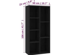vidaXL Bücherregal Schwarz 50x25x106 cm Holzwerkstoff 801108