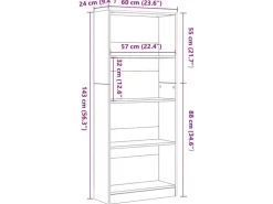 vidaXL Bücherregal Schwarz Eichen-Optik 60 x 24 x 143 cm Holzwerkstoff 862467