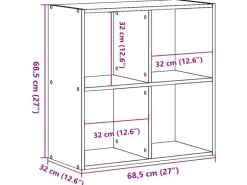 vidaXL Bücherregal Sonoma-Eiche 68,5x32x68,5 cm Holzwerkstoff