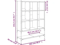 vidaXL Bücherregal Sonoma-Eiche 102x30x141,5 cm Holzwerkstoff