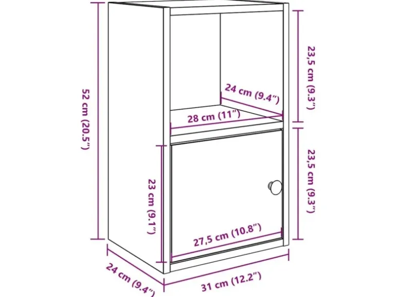 vidaXL Bücherregal Sonoma-Eiche 31x24x52 cm Holzwerkstoff 860321