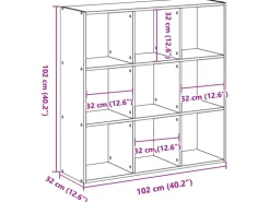 vidaXL Bücherregal Sonoma-Eiche 102x32x102 cm Holzwerkstoff