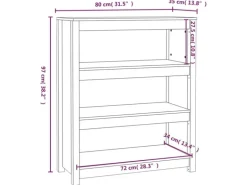 vidaXL Bücherregal Weiß 80x35x97 cm Massivholz Kiefer 821680