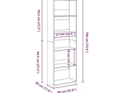 vidaXL Bücherregal Weiß 60x30x189 cm Holzwerkstoff 857917