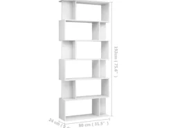 vidaXL Bücherregal/Raumteiler Hochglanz-Weiß 80x24x192 cm