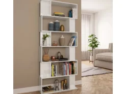 vidaXL Bücherregal/Raumteiler Hochglanz-Weiß 80x24x192 cm