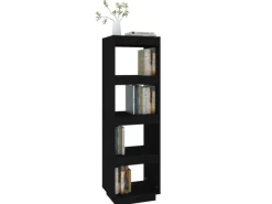 vidaXL Bücherregal/Raumteiler Schwarz 40x35x135 cm Massivholz Kiefer