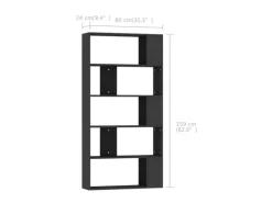 vidaXL Bücherregal/Raumteiler Schwarz 80x24x159 cm Holzwerkstoff