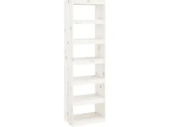 vidaXL Bücherregal/Raumteiler Weiß 60x30x199,5 cm Massivholz Kiefer