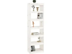 vidaXL Bücherregal/Raumteiler Weiß 60x30x199,5 cm Massivholz Kiefer