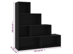 vidaXL Bücherregal/Raumteiler Schwarz 155x24x160 cm Holzwerkstoff 800658