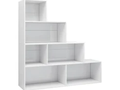 vidaXL Bücherregal/Raumteiler Hochglanz-Weiß 155x24x160 cm