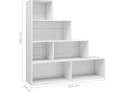 vidaXL Bücherregal/Raumteiler Hochglanz-Weiß 155x24x160 cm