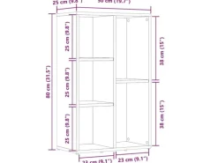 vidaXL Bücherregal/Sideboard Betongrau 50x25x80 cm Holzwerkstoff 800166