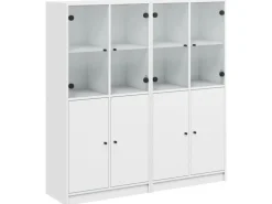 vidaXL Bücherschrank mit Türen 136x37x142 cm Holzwerkstoff Weiß