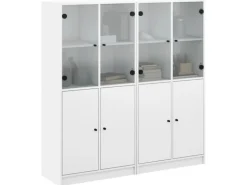 vidaXL Bücherschrank mit Türen 136x37x142 cm Holzwerkstoff Weiß