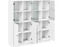 vidaXL Bücherschrank mit Türen 136x37x142 cm Holzwerkstoff Weiß