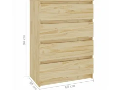 vidaXL Beistellschrank 60x36x84 cm Massivholz Kiefer 808103