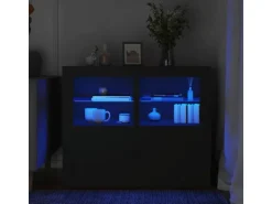 vidaXL Beistellschränke mit LED-Leuchten 2 Stk Schwarz Holzwerkstoff