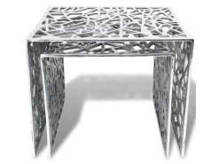 vidaXL Beistelltische 2 Stk. Quadratisch Silbern Aluminium