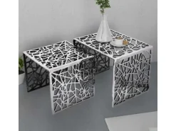 vidaXL Beistelltische 2 Stk. Quadratisch Silbern Aluminium