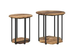 vidaXL Beistelltisch-Set mit Regal 2-Tlg Altes Holz und Schwarz 869718