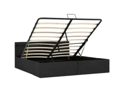 vidaXL Bett mit Bettkasten Hydraulisch LED Dunkelgrau Stoff 180x200 cm619367