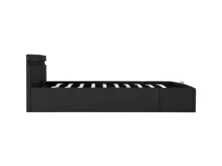 vidaXL Bett mit Bettkasten Hydraulisch LED Dunkelgrau Stoff 180x200 cm619367