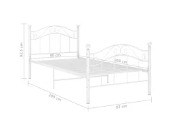 vidaXL Bett Weiß Metall 90x200 cm Modell 1922493