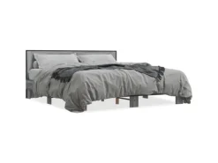 vidaXL Bettgestell Grau Sonoma 200x200 cm Holzwerkstoff und Metall 3280085