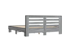 vidaXL Bettgestell Grau Sonoma 200x200 cm Holzwerkstoff und Metall 3280085