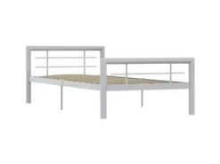 vidaXL Bettgestell Grau und Weiß Metall 100 x 200 cm618326