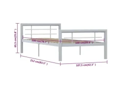 vidaXL Bettgestell Grau und Weiß Metall 100 x 200 cm618326