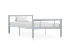 vidaXL Bettgestell Grau und Weiß Metall 100 x 200 cm618326