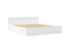 vidaXL Bettgestell mit Kopfteil ohne Matratze Weiß 200x200 cm 3295534