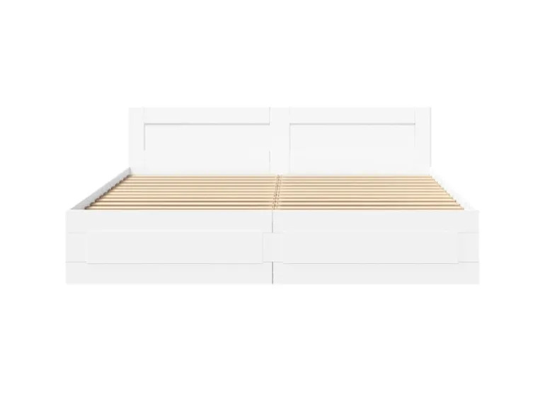 vidaXL Bettgestell mit Kopfteil ohne Matratze Weiß 200x200 cm 3295534